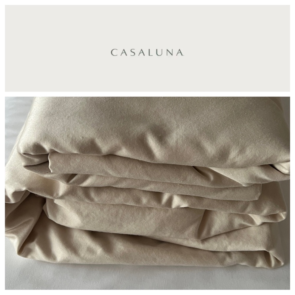 Casaluna King 500 Thread Count Washed Supima Sateen Solid Sheet Set (Natural)